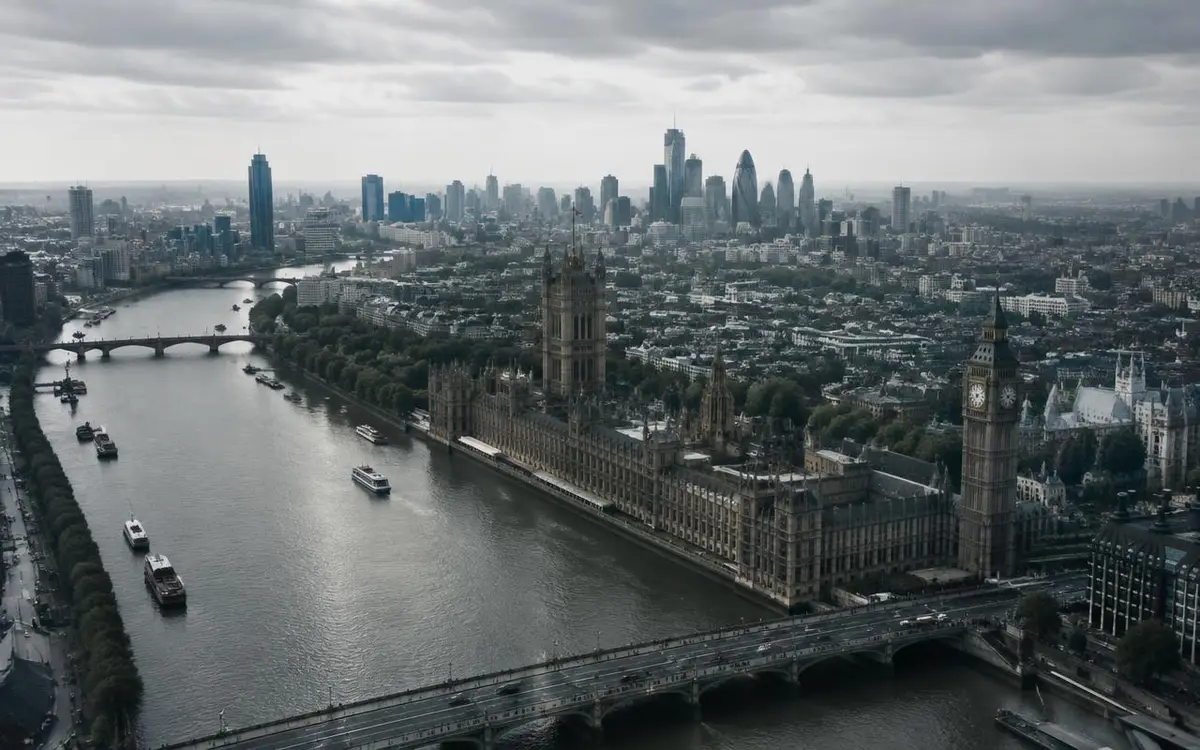 The Thames and Westminster with the City of London skyline
