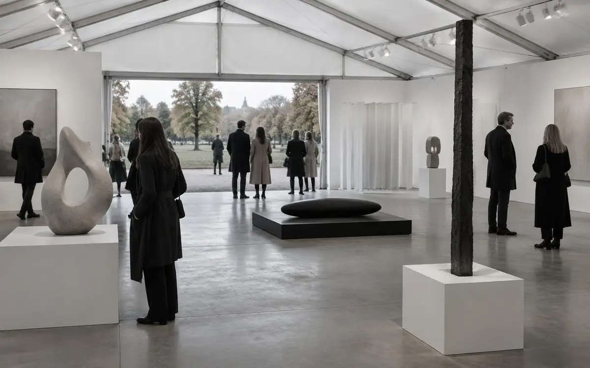 Contemporary art fair pavilion in a London park