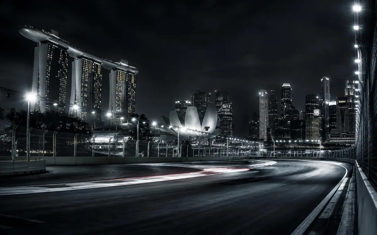 Marina Bay street circuit at night