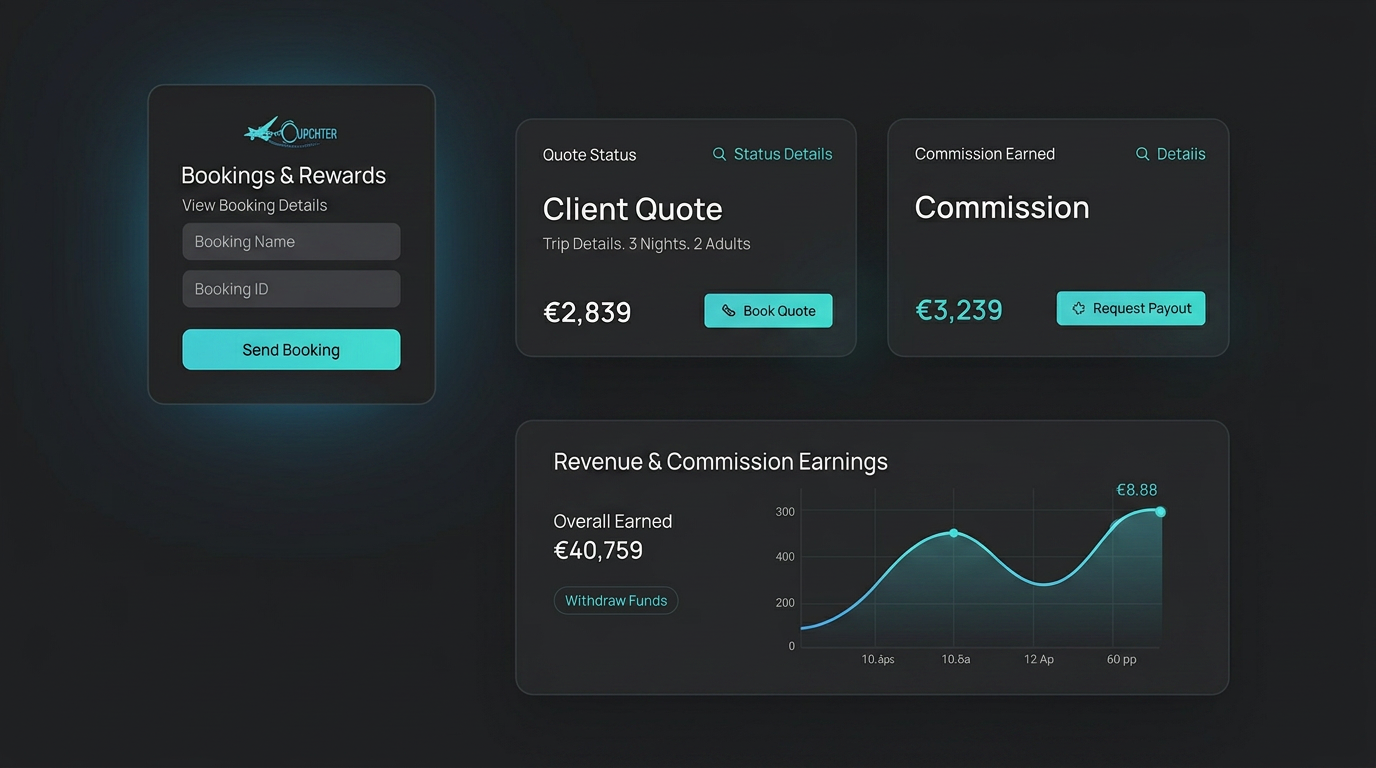 Lineaum partner booking widget and commission dashboard