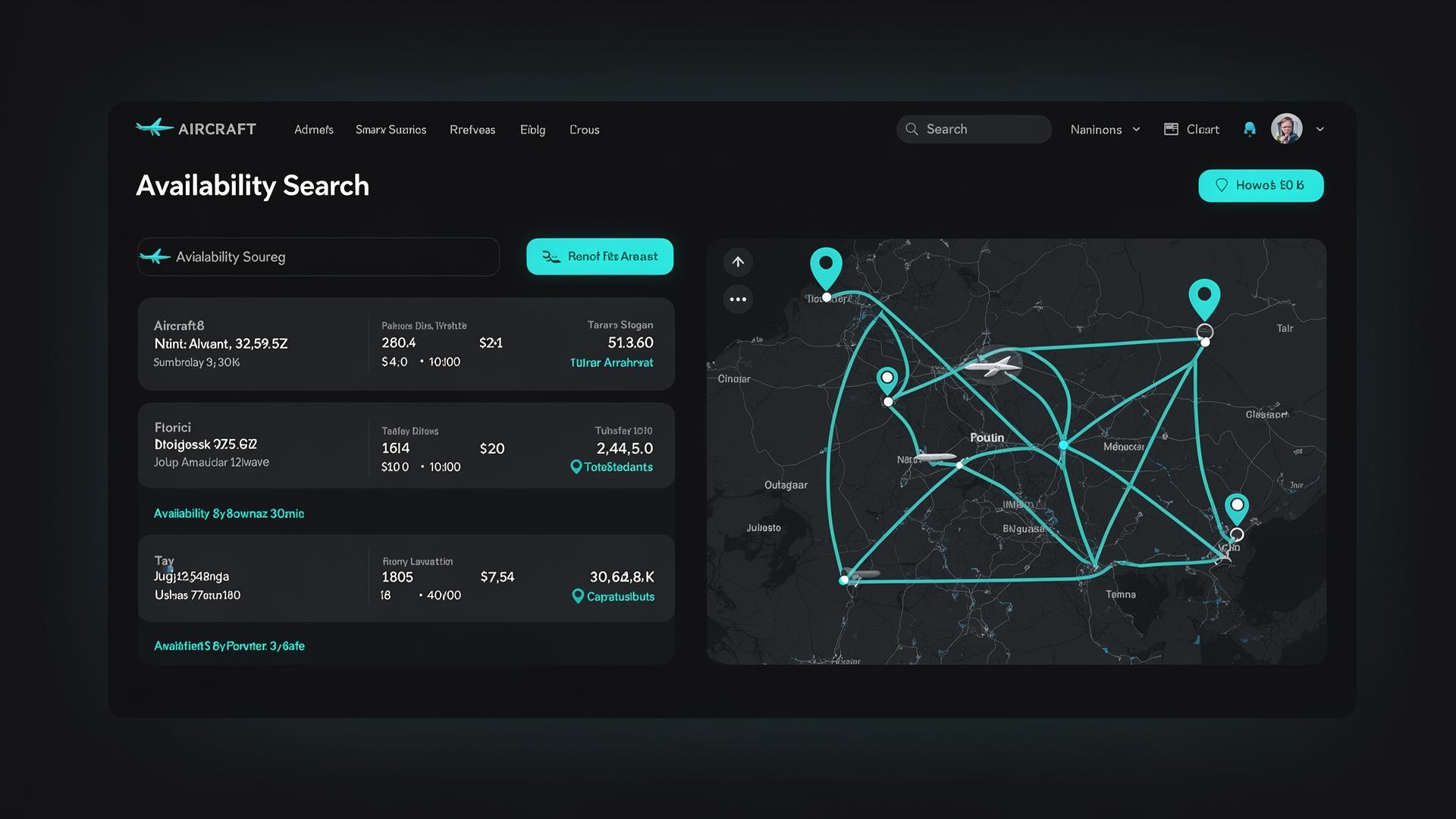 Aircraft sourcing software Lineaum OS dashboard
