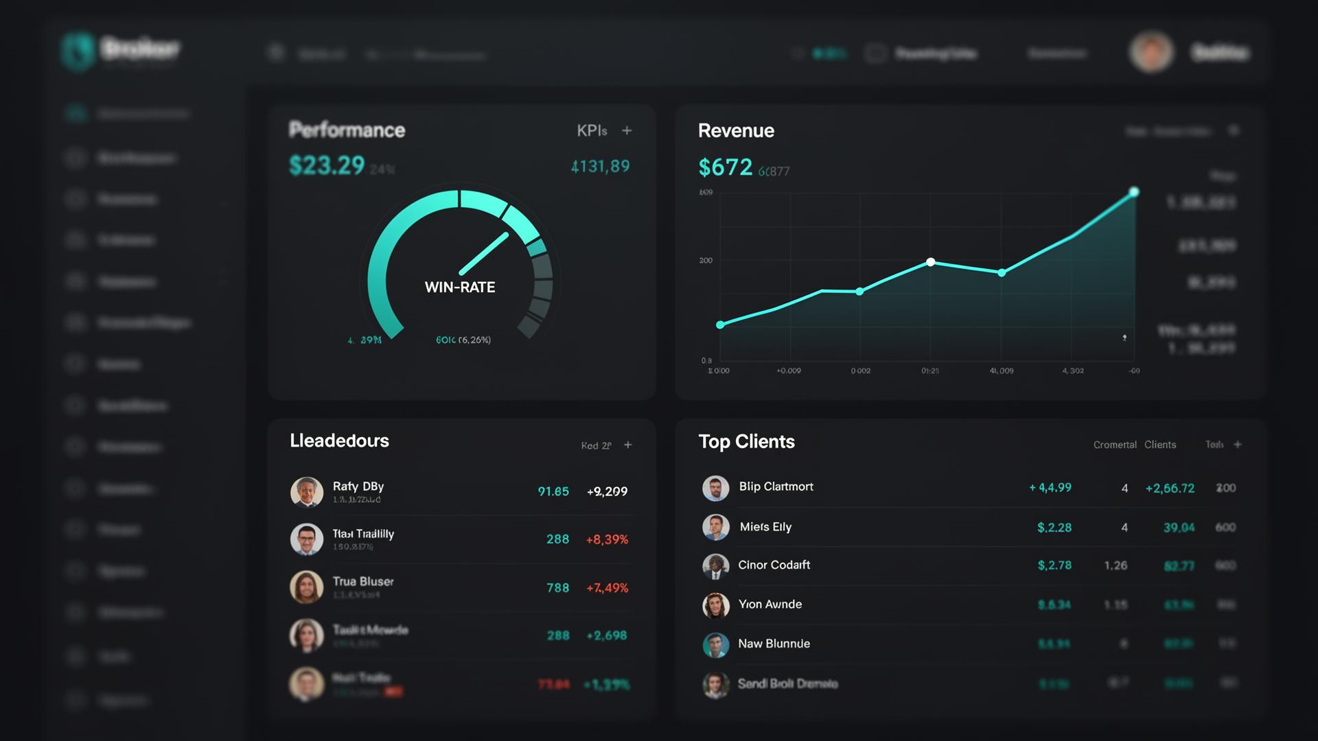 Broker dashboard for private jet charter Lineaum OS dashboard