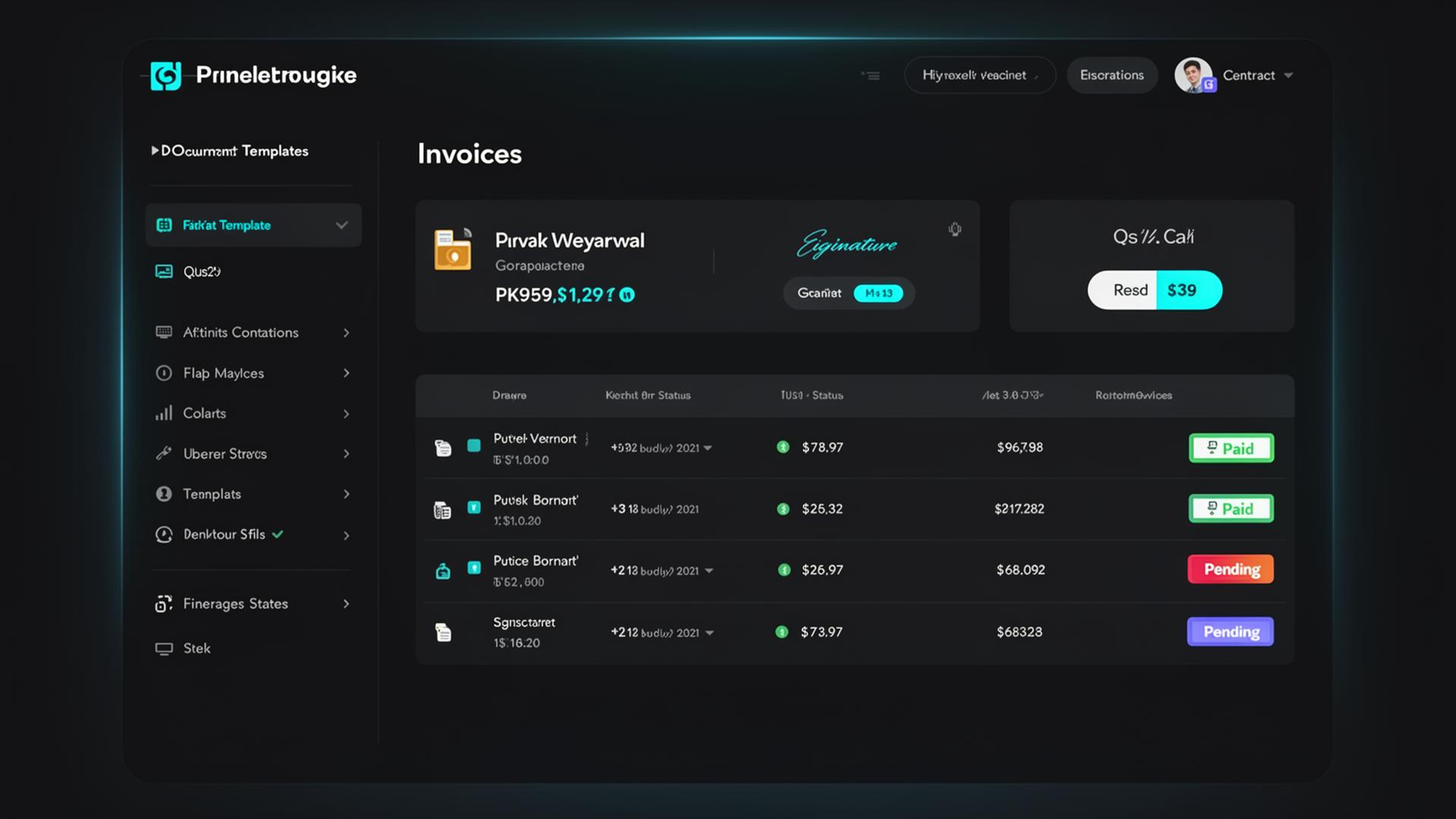 Contract and invoice automation for private aviation Lineaum OS dashboard