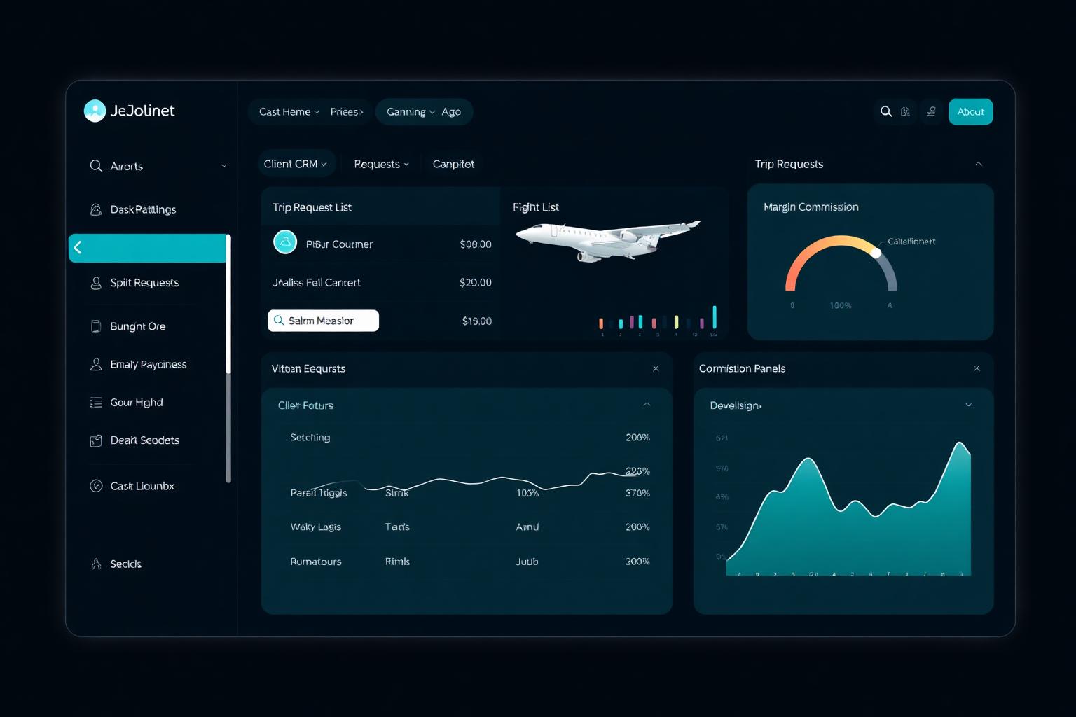 Private jet broker software — Lineaum OS dashboard