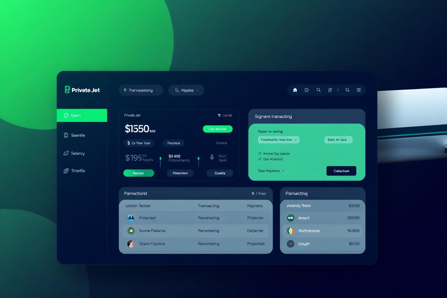 Private jet payment software — Lineaum OS dashboard
