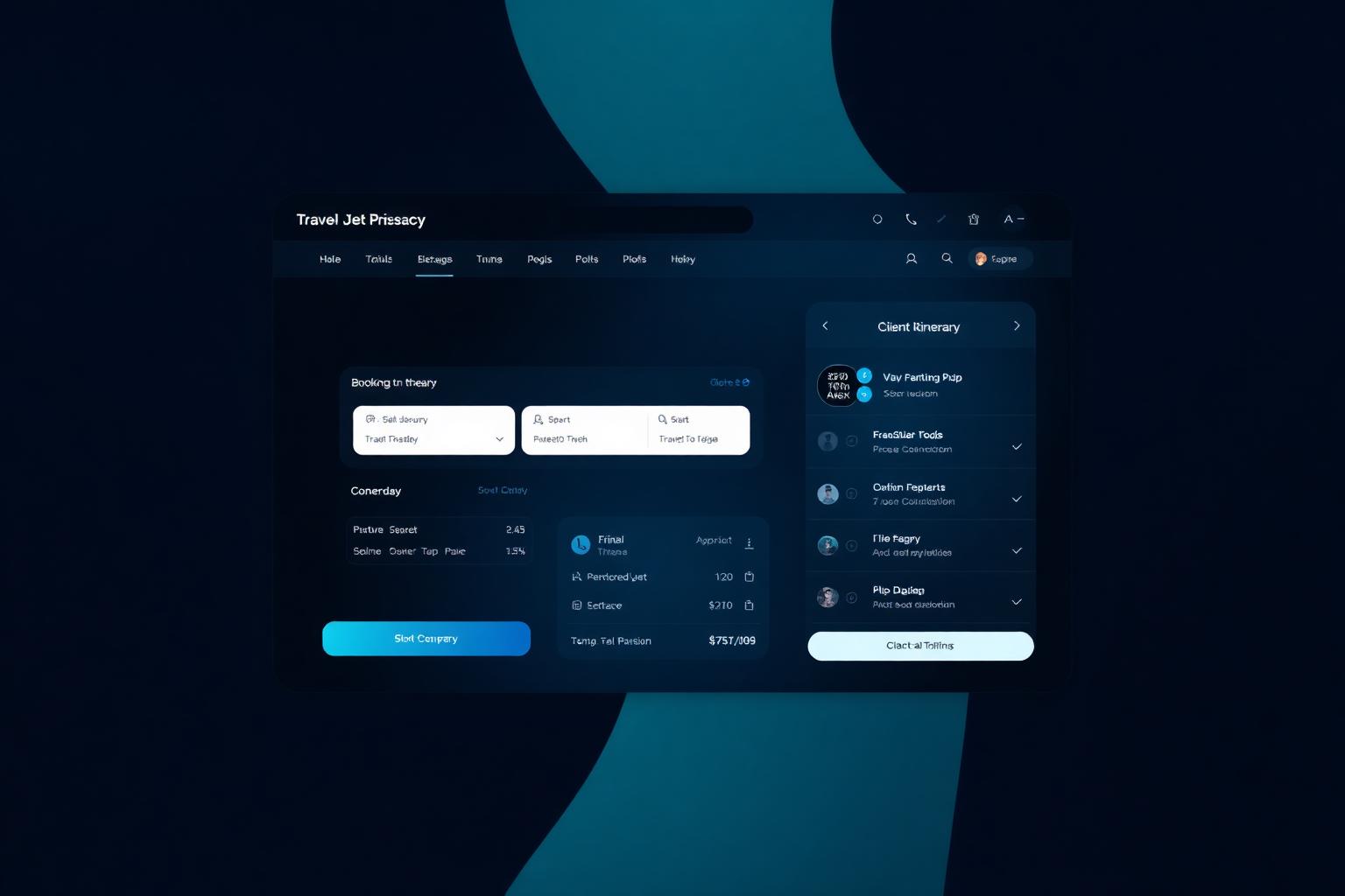 Travel agency charter platform Lineaum OS dashboard